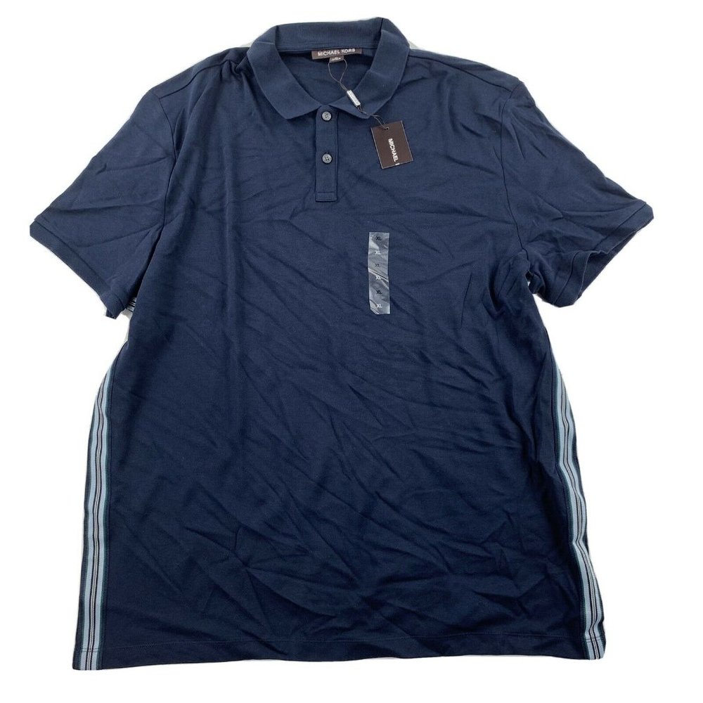 Michael Kors Mens Ribbon Side Stripe Polo Shirt